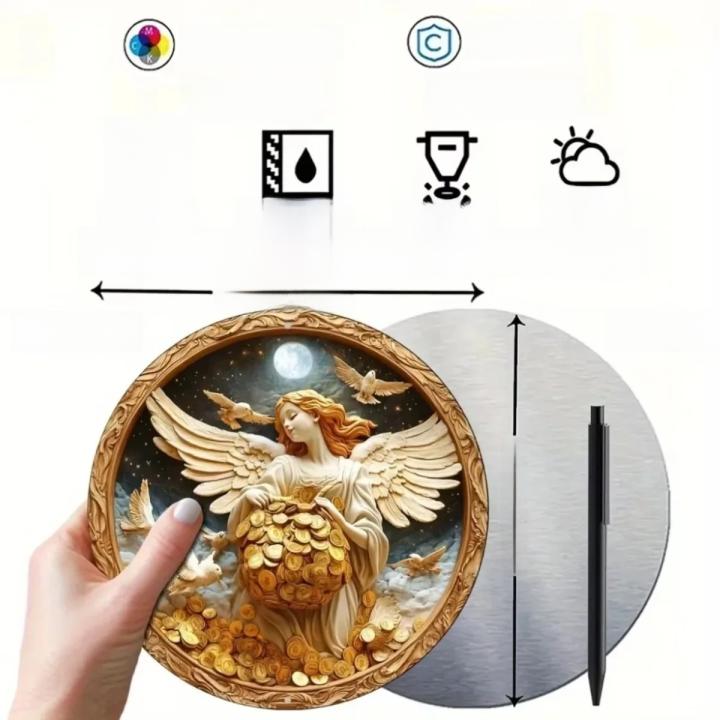 Decoración De Pared Redonda Personalizada Con Diseño De Angel Y Monedas Vintage Un Pieza De Hierro Para Hogares Y Oficinas