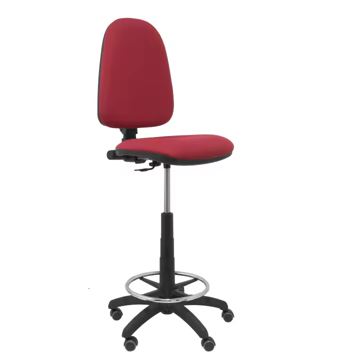 Taburete Piqueras Y Crespo Ergonómico con Ruedas de Parqué y Aro Reposapiés Cromado - 1