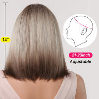 Pelucas Sintéticas De Ombre Marrón Rubia Para Mujeres Con Franja Raíces Oscaras Cabello Gris Natural Resistente Al Calor Peluca Bob Corta Para Cosplay De Diversas Ocasiones - details 2