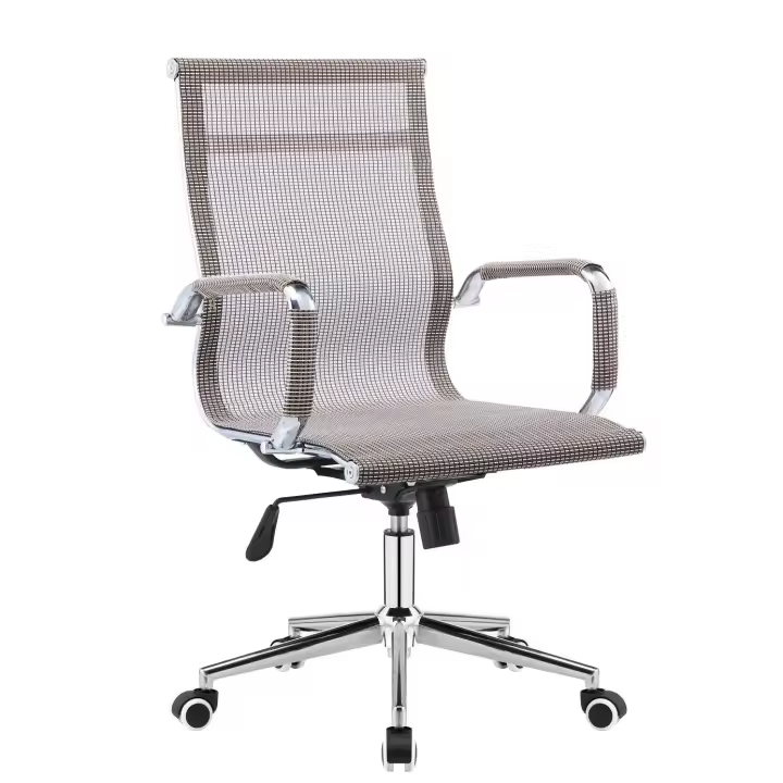 Sillón de oficina PRAGA, giratorio, gas, basculante, malla marrón - 1