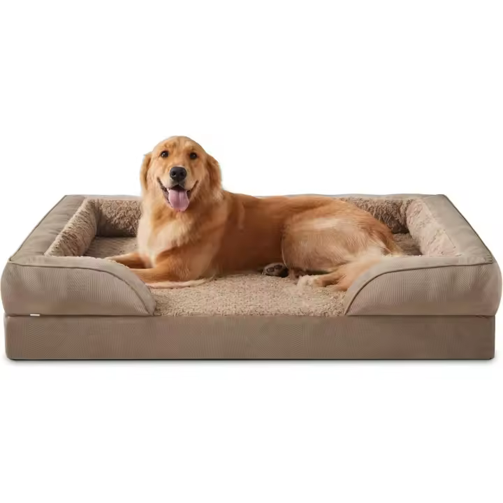 Cama ortopédica extragrande para perros, cama extragrande lavable para gatos, cojín para perros con estructura de panal y forro impermeable extraíble, de espuma, ortopédica, marrón - 1