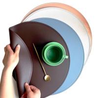 Juego De Tapetes Redondos Para Mesa De Café En Cuero Sintético Negro Lujo Accesorios Para Cocina Decoración Navideña Estilo Americano - details 5
