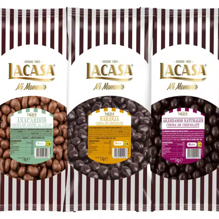 Lacasa Mi Momento pack 3kg bolas:Anacardo leche ,Dados de naranja con chocolate Negro ,Arándanos con chocolate Negro - 1