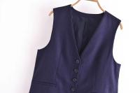 Traza Ropa Casual Mujer Conjunto De Verano Vintage 2 Piezas Chaleco Con Botones Y Shorts De Cintura Alta Pierna Larga Sin Mangas V-Neck - details 5