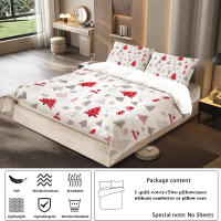 Juego De Cama Navideño 3 Piezas Con Patrón De Árbol De Navidad (1 Funda De Edredón + 2 Fundas De Almohada) Set De Algodón Suave Y Cómodo - details 3
