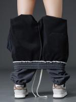 Pantalones De Fleece Para Hombre Invierno Calor Grueso Jogger Casuales Trousers Plush Tejido Tatting Estilo Safari Cierre Cordón - details 4