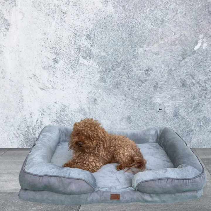 Cama para perros  de espuma suave y cálida, 90x63x18 cm, con borde reforzado impermeable y funda lavable extraíble, R032 - 1