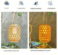 Lámpara Solar De Bambú Imitación 1PC Luz De Jardín Impermeable De Plástico Rattan Para Decoración De Courtyard Luz Solar Moderna - details 1