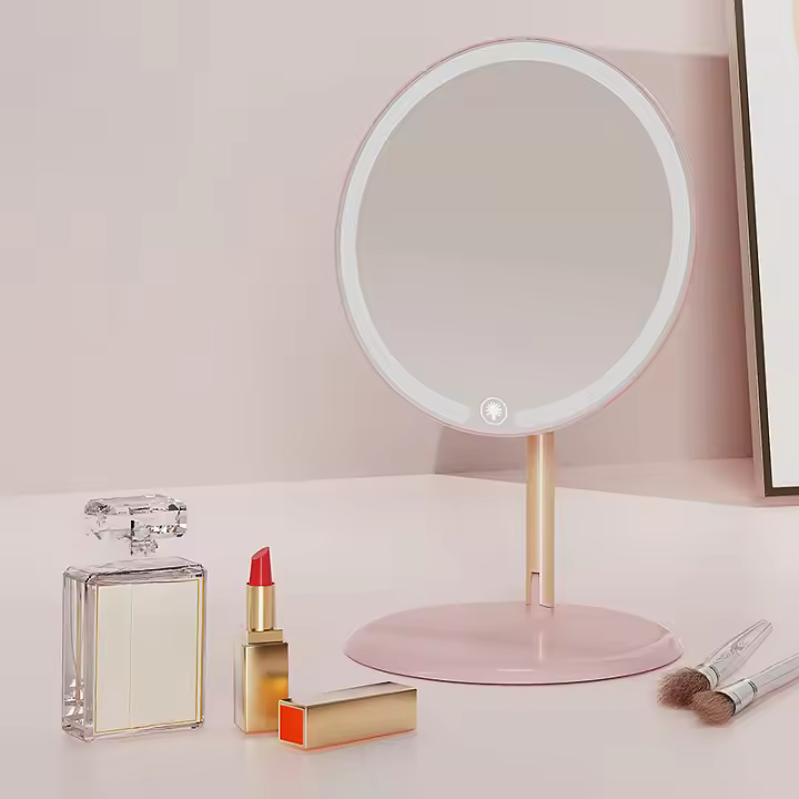 Espejo De Maquillaje Portátil Para Escritorio LED Con Tres Temperaturas De Color Iluminación Ajustable 90 Grados Rotación Perfecto Para Viajes - 1