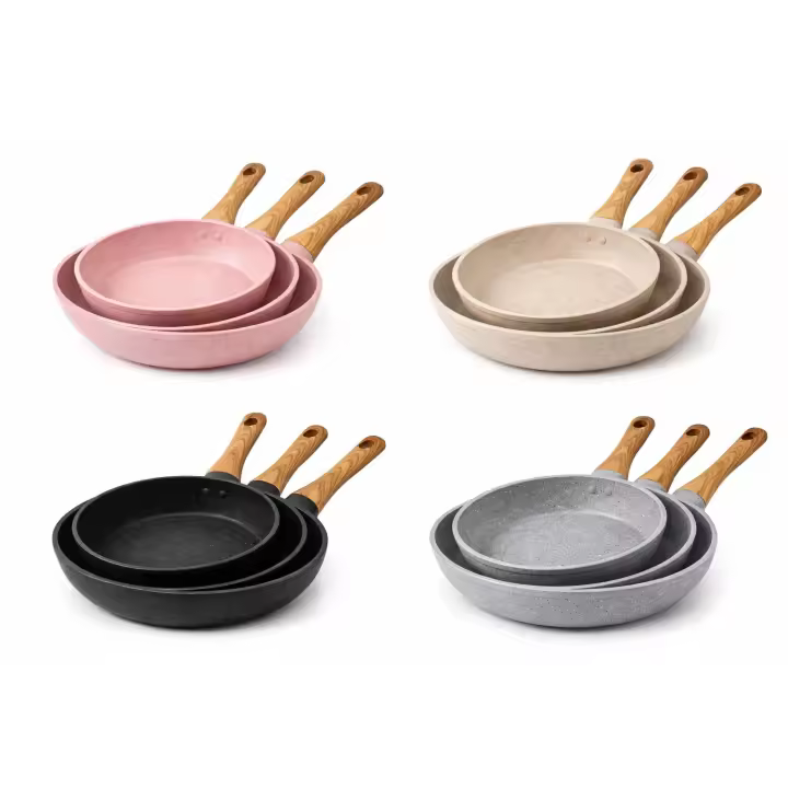 Juego de sartenes MR kitchen antiadherentes de granito 3 piezas 20-24-28 cm |   Inducción |   Mango Tacto Suave |   Sin PFOA - 1