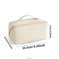 Bolso De Maquillaje Para Viajes Grande Y Portátil De Cuero PU Multifuncional Impermeable Para Mujer Bolsa De Lavado Para Baño - details 4