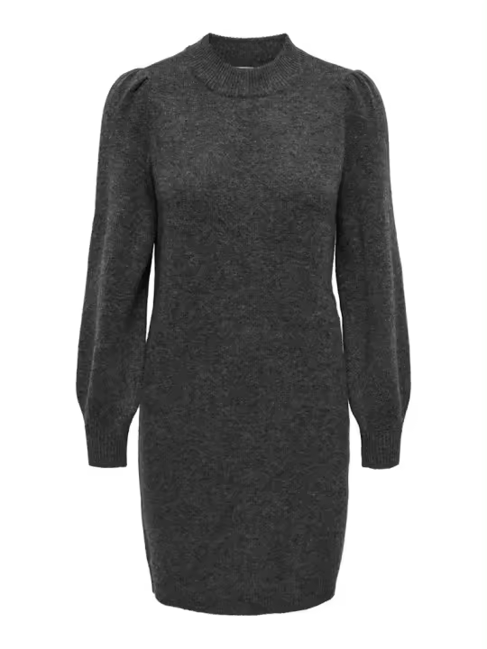 JDY Jdyrue L/S High Neck Dress Knt Noos 15238237 Dark Grey Melange - 1
