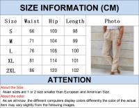 Pantalones De Verano Para Mujer Algodón Y Lino Cintura Alta Ajustables Casuales Streetwear Solido Pantalones Lánguidos Sueltos - details 0