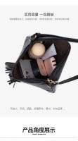 Bolso De Hombro Para Mujer De Gran Capacidad Retro Moda PU De Color Sólido Bolso Cruzado Suave Con Tassel Interior Múltiple - details 3