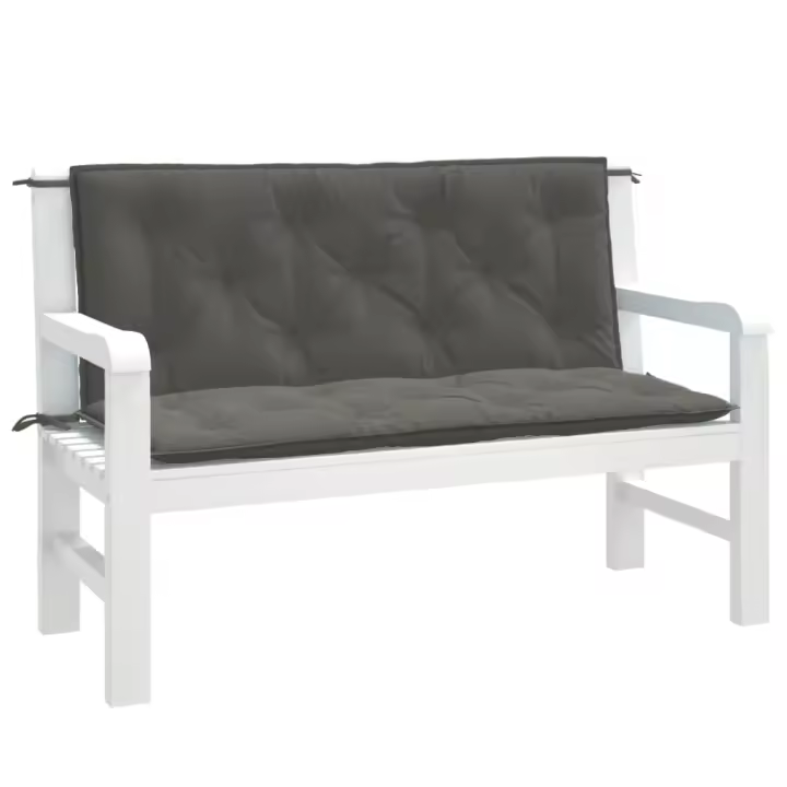 vidaXL Cojines banco jardín 2 uds tela gris oscuro melange 120x50x7 cm - 1