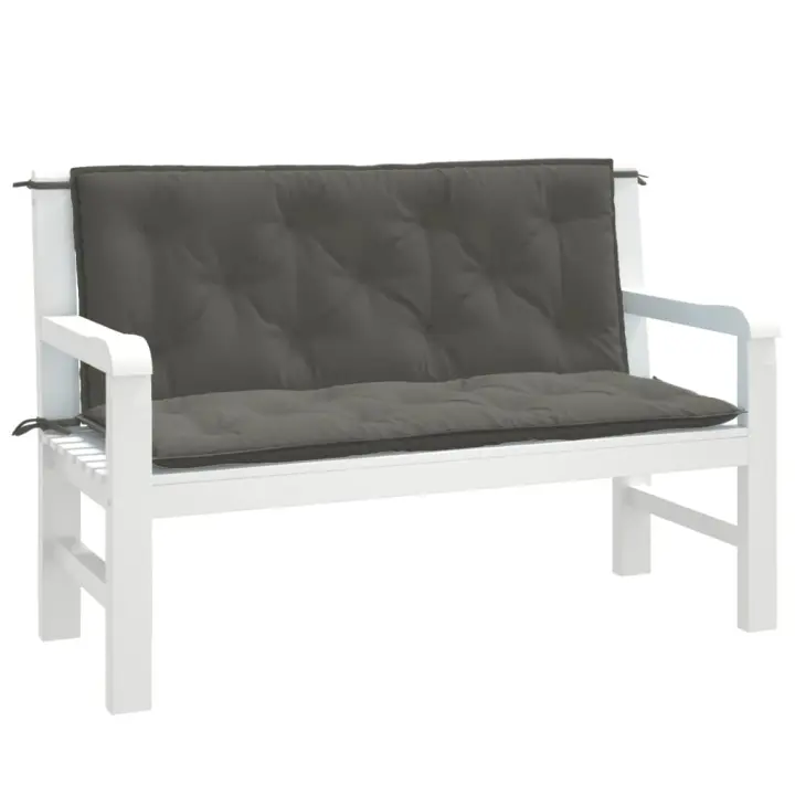 vidaXL Cojines banco jardín 2 uds tela gris oscuro melange 120x50x7 cm - 1