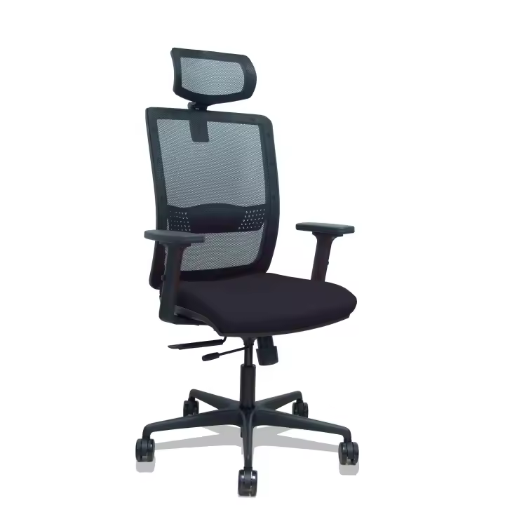 Silla Haches traslack malla negra asiento bali negro brazos 2D ruedas 65mm cabecero regulable - 1