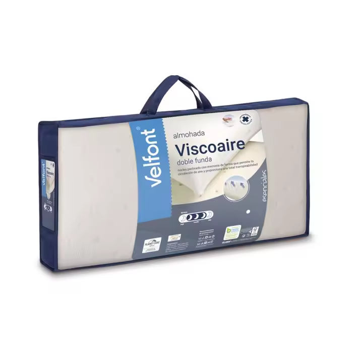 Almohada de Visco Aire Velfont  tejido funda 100% microfibra tejido interior 100% algodón Relleno 100% poliuretano de alta densidad viscoelástico - 1