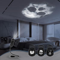 Lámpara De Proyección De Cráneo LED Con Diseño De 1+3 Patrones Regulables Luz Nocturna Para Decoración De Paredes Y Techo Habitaciones Regalo De Halloween - details 0