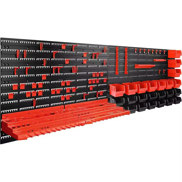 Estantería de Herramientas de Pared 190x54 28 Cajas Apilables 4 Paneles Ampliables c/Accesorios 97Pzs - 1