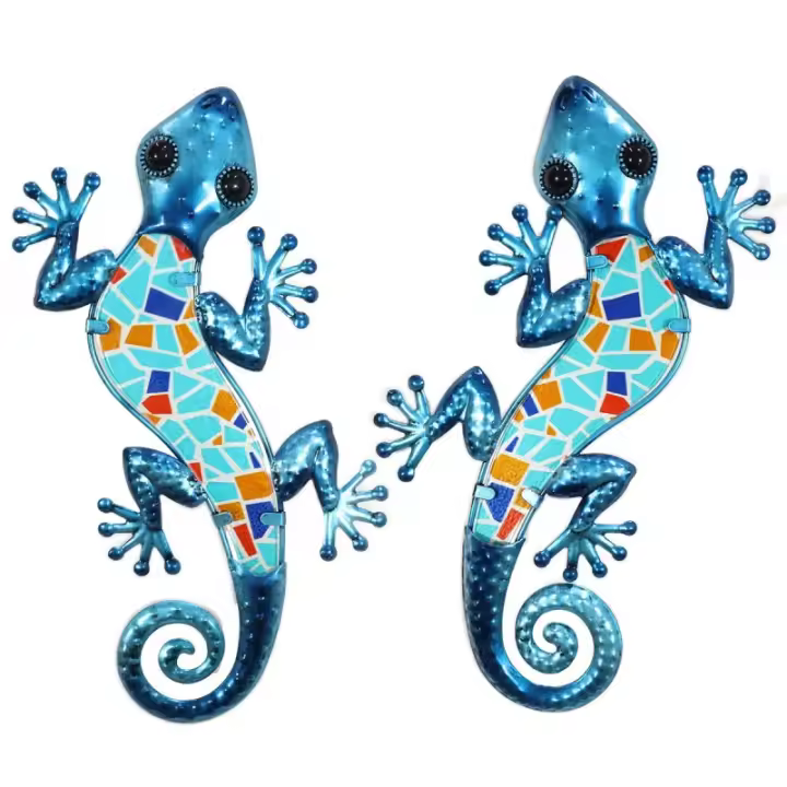 SIGNES GRIMALT Signes Grimalt By SIGRIS - Adorno Pared Lagartija 2Uni. Azul de Metal Y Cristal | Figura de Lagarto Resina Alta Calidad - 1