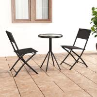 vidaXL Mesa y sillas de bistró 3 piezas acero negro - details 0