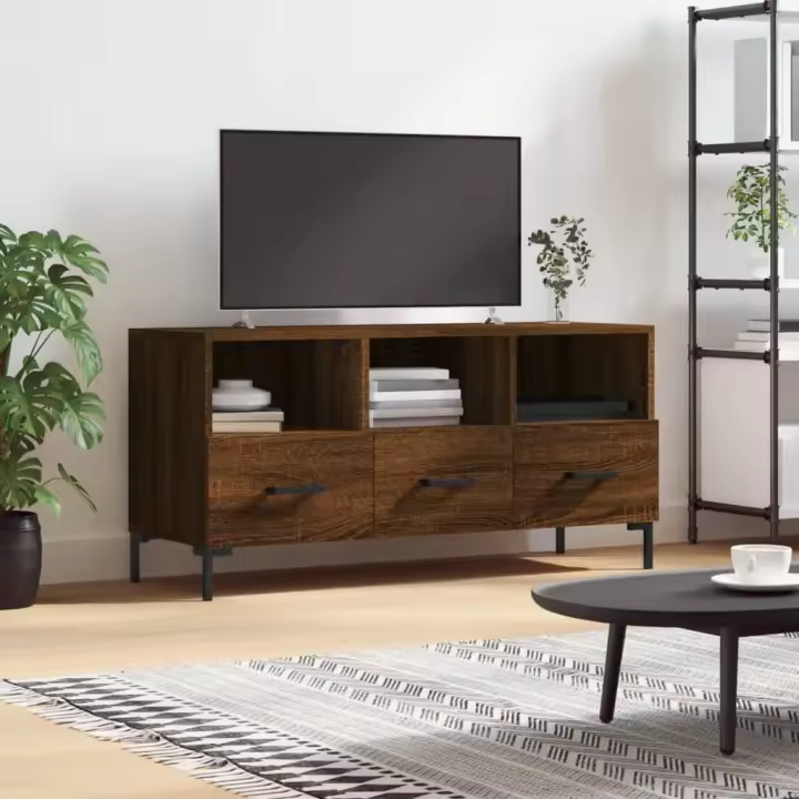 vidaXL Mueble de TV madera de ingeniería marrón roble 102x36x50 cm - 1