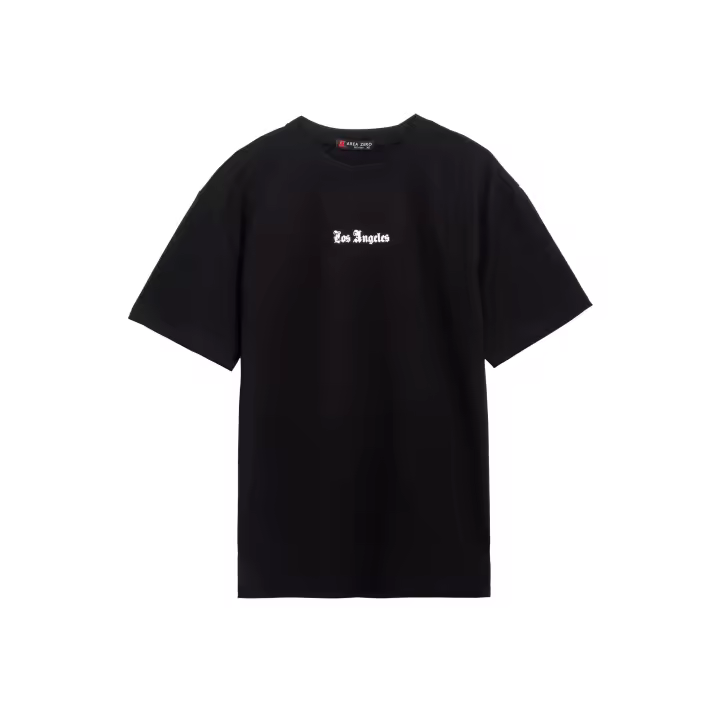 Camiseta Area Zero Negra Los Angeles Back Logo Oversized Tee - 1