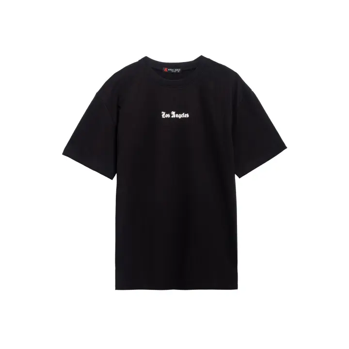 Camiseta Area Zero Negra Los Angeles Back Logo Oversized Tee - 1