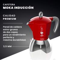 Bialetti Cafetera de Inducción Italiana - Moka de Inducción distintos tamaños 2, 4, 6 Tazas, Cafetera de Aluminio y Acero de Alta Calidad color Rojo y Negro para uso en Cocina - details 1