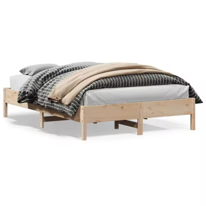 Estructura de cama sin colchón madera de pino blanco 150x200 cm - 1