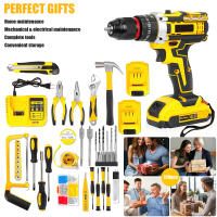 Taladro Atornillador Inalámbrico 21V Profesional - Kit Completo con 120 Accesorios, Portabrocas Metálico 3/8", 25+3 Velocidades, Función Impacto, 2x Baterías 2.0Ah y Cargador Rápido - Par Máximo 45Nm para Bricolaje/Coches/Hogar - details 1