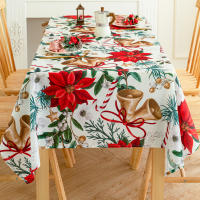 Mantel De Navidad Con Campana Dorada 1 Pieza Material De Poliéster 100% Impermeable Adecuado Para Hogar Exterior Hotel Y Fiestas - details 3