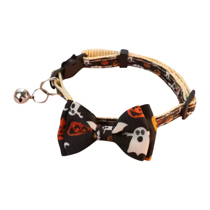 Collar De Halloween Para Gatos Con Campana Lazo Ajustable Con Hebilla De Seguridad Para Perros Y Gatos Mediano Tamaño Adorno De Novia Para Chihuahua Accesorios Para Mascotas - 1