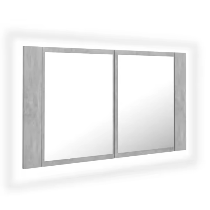 Espejo Baño Luz LED acrílico gris Hormigón 80x12x45 cm - 1