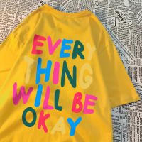Camiseta De Algodón Para Hombre Every Thing Will Be Okay Estilo Casual Veraniego Cuello Redondo Suelto Moda Breathability - details 23