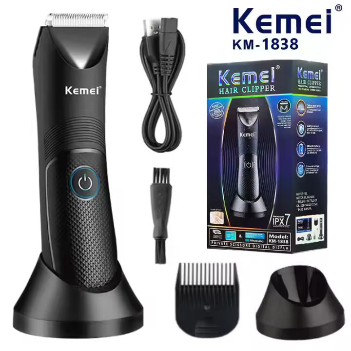 Cortadora De Pelo Kemei Para Área Genital Cerámica Impermeable Uso Seco Y Húmedo Cuchillas Recargables Para Aliento Y Axilas KM-1838 - 1