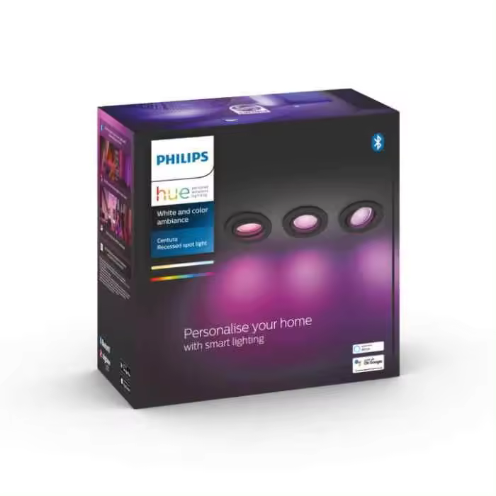 Empotrable Centura Philips HUE White&Color Redondo Negro Pack Triple Zigbee & BT - 1