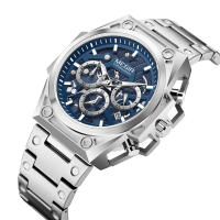 Reloj De Pulsera De Lujo Para Hombres MEGIR De Acero Inoxidable Con Calendario Y Luz Aérea Cronógrafo Resistente Al Agua Reloj De Moda Casual - details 23