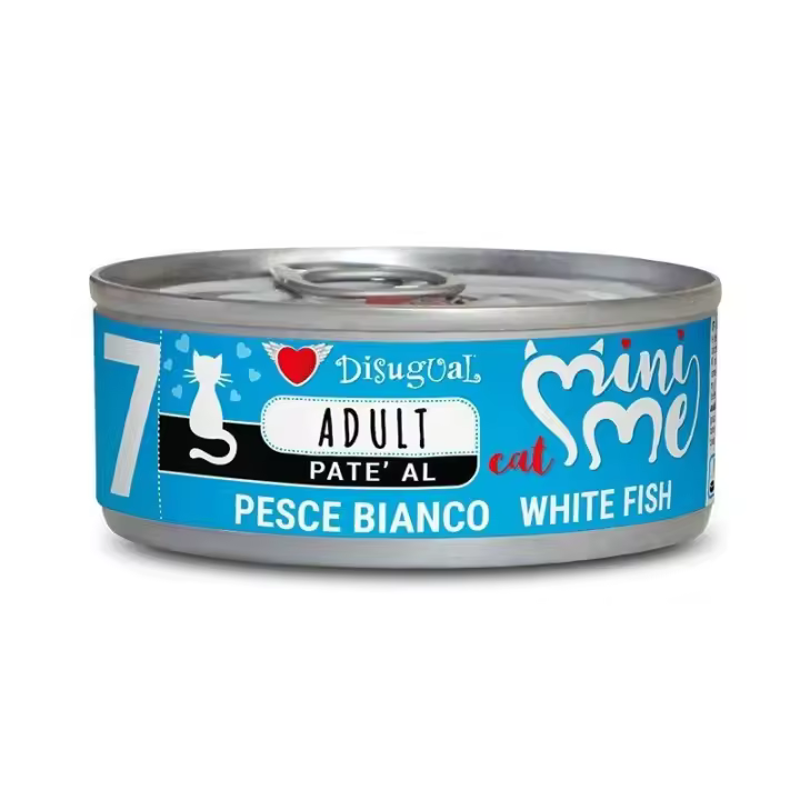 Disugual Mini-Me 7 Latas para Gatos sabor Pescado Blanco Pack de 12 x 85 gr - 1