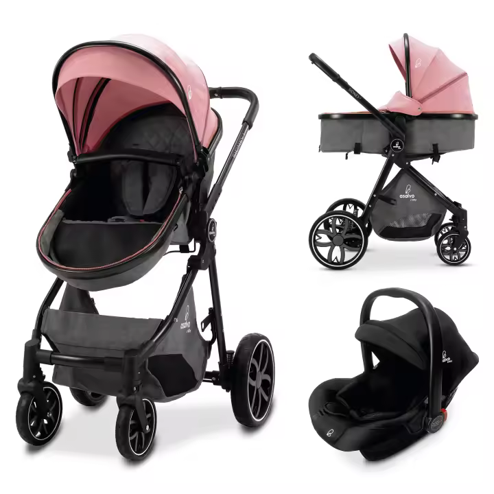 Asalvo Trío Convertible Sidney 2 – Cochecito 3 en 1 con Capazo, Silla de Paseo para Bebés, Silla de Auto para Bebés Grupo 0 para Bebés desde 0 Meses hasta 15 kg - 1