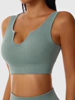 NCLAGEN Sujetador Deportivo Para Mujer Sin Aros Con Cuello En Forma De U Y Ribbed Alta Soporte Para Gimnasio Yoga Fitness Running Push up Top De Entrenamiento Secado Rápido - details 3