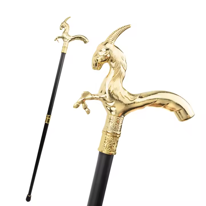 Bastón Decorativo De Animal De Pradera Dorada 93cm Cosa De Halloween Y Fiesta Vintage Moda Para Cosplay Con Punta De Goma Material De Acero - 1