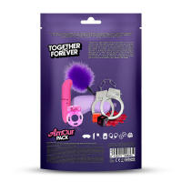 AMOUR PACK Set de 7 Piezas Together & Forever Juguetes sexuales Antifaz Pluma Esposas Dados Vibrador Consolador - details 1