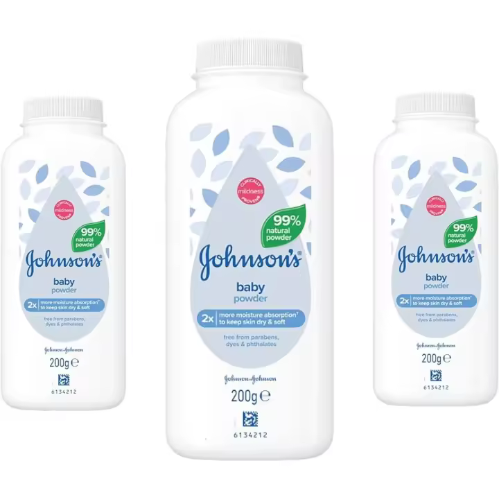 Johnson's Baby Talco, Polvo, suave para pieles sensibles y uso diario, pack 3 unidades, 200 g - 1