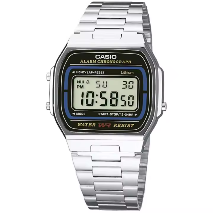Reloj Casio A164WA-1VES Resina correa color: Metálico Dial LCD Digital Unisex - 1