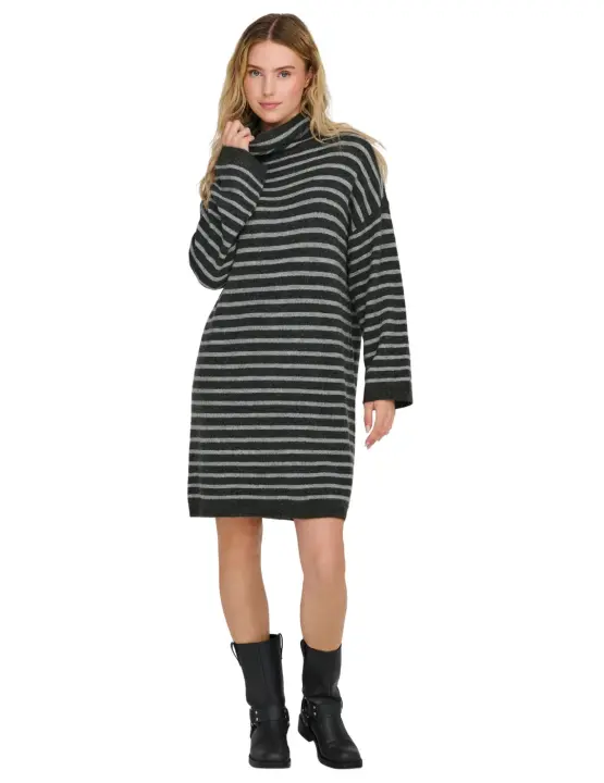 Vestido De Punto Only Onltalio Rayas Negro - 1