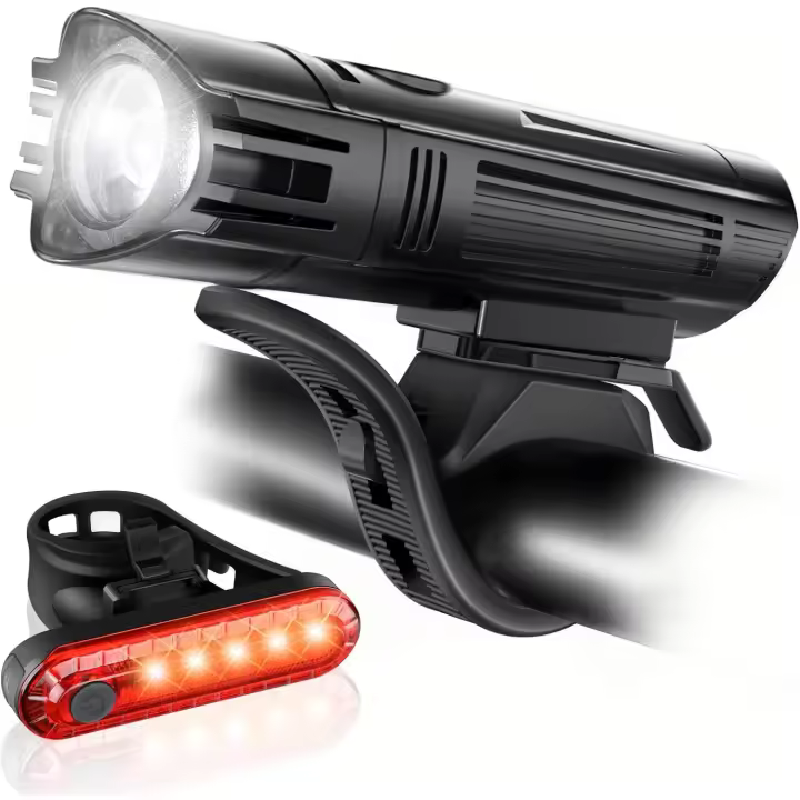Juego de luces para Bicicleta recargables por USB ultrabrillantes, powerful Luz trasera y trasera para Bicicleta, 4 Modos de Luz - 1