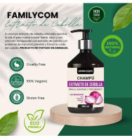 FAMILYCOM. Champú Pelo con Extracto de Cebolla Roja 500ml. Fortalece y Estimula Crecimiento. Cabello Más Fuerte - details 0