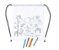 Lote de 15 mochilas coloreables para pintar con ceras regalos para cumpleaños fiestas infantiles detalles para niños en Bodas comuniones bautizos asociaciones tiendas entretenimiento mochila para colorear con ceras - details 1